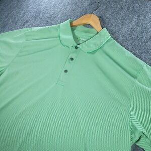 Izod Golf Polo Men 2XL Green Striped Short Sleeve Xtreme Function Stretch #AB967